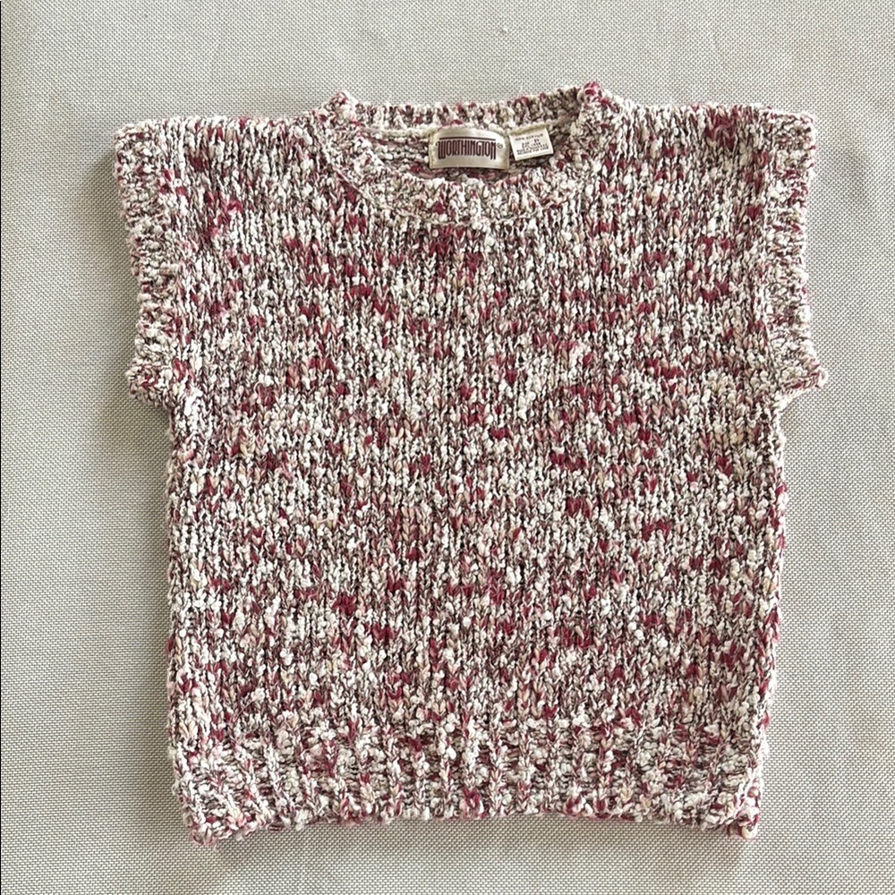 Maroon and White Knit Sweater Top